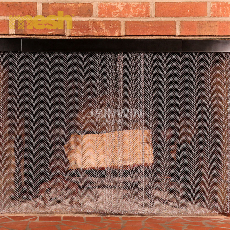 A Decorative Mesh Curtain for Modern Fireplaces - Metal Coil Drapery Fireplace Screen A Decorative Mesh Curtain for Modern Fireplaces - Metal Coil Drapery Fireplace Screen